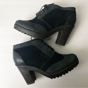 Sperry Emory Black Oxford Leather Suede 4 inch Booties sz 8.5